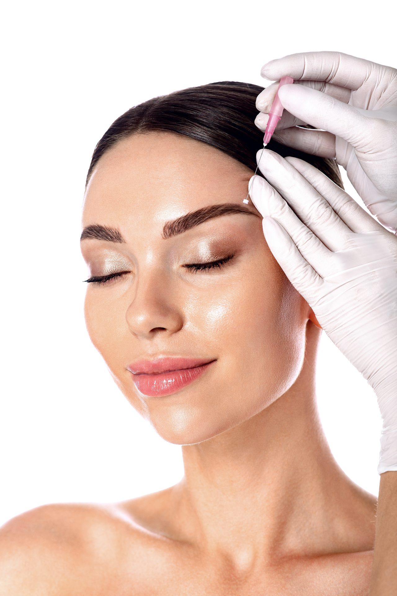 Face,Contour,Lifting,Procedure,Using,Mesothreads.,Needle,With,Mesothreads,Near